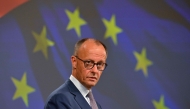 German Chancellor Friedrich Merz gives a joint press conference with the European Commission president at the EU headquarters in Brussels on May 9, 2025. (Photo by Nicolas TUCAT / AFP)