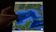 This photo illustration shows the Gulf of Mexico branded as Gulf of America displayed on the Google Maps application on a tablet on February 11, 2025, in Bogota, Colombia. (Photo by Luis Acosta / AFP)