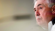 Real Madrid's Italian coach Carlo Ancelotti gives a press conference on the eve of the Spanish league football match between FC Barcelona and Real Madrid CF, at Real Madrid Sports City in Valdebebas, in the outskirts of Madrid, on May 10, 2025. (Photo by OSCAR DEL POZO / AFP)
