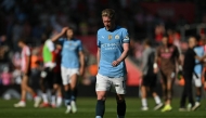 Manchester City's Belgian midfielder #17 Kevin De Bruyne walk from the pitch after the English Premier League football match between Southampton and Manchester City at St Mary's Stadium in Southampton, southern England on May 10, 2025. (Photo by Glyn KIRK / AFP)