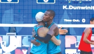 Ahmed Tijan (left) and Cherif Younousse celebrate their victory.