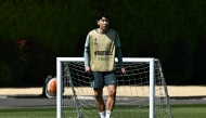 Tottenham Hotspur's South Korean striker #07 Son Heung-Min takes part in a training session at at the Tottenham Hotspur Training Ground, in Enfield, north London, on May 12, 2025 during a media day ahead of their UEFA Europa League final against Manchester United. (Photo by Ben STANSALL / AFP)
