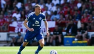 Leicester City's English striker #09 Jamie Vardy controls the ball during the English Premier League football match between Nottingham Forest and Leicester City at The City Ground in Nottingham, central England, on May 11, 2025. (Photo by JUSTIN TALLIS / AFP)