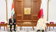 Speaker of the Shura Council H E Hassan bin Abdullah Al Ghanim meeting Speaker of the Council of Representatives of the Republic of Iraq, H E Dr. Mahmoud Al Mashhadani.