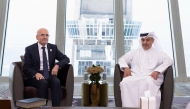Minister of Finance, H E Ali bin Ahmed Al Kuwari, with Minister of Treasury and Finance of the Republic of Turkiye, H E Mehmet Simsek during the meeting.