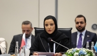 Assistant Undersecretary for Family Affairs at MSDF H E Sheikha Sheikha bint Jassim Al-Thani addressing the event.