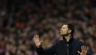 Bayer Leverkusen's Spanish coach Xabi Alonso gestures during the UEFA Champions League, league phase football match between Club Atletico de Madrid and Bayer Leverkusen at the Metropolitano stadium in Madrid on January 21, 2025. Photo by OSCAR DEL POZO / AFP.