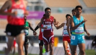 Qatar's Abdirahman Saeed Hassan in action in the men’s 1500m heat on the opening day of the 26th Asian Athletics Championships at the Gumi Civic Stadium in Gumi, South Korea, yesterday.