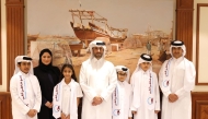 Minister of Municipality H E Abdullah bin Hamad bin Abdullah Al Attiyah with “Sustainability Ambassadors” team in his office yesterday.