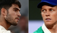 Combination pictures of Spain's Carlos Alcaraz and Italy's Jannik Sinner. (Photo by Thibaud Moritz and Dimitar Dilkoff / AFP)
 