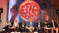 Papa Johns officials at the unveiling of the new croissant pizza in Qatar. PIC: Salim Matramkot/THE PENINSULA