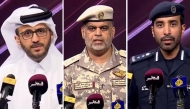 From left: Advisor to the Prime Minister and Official Spokesperson for the Ministry of Foreign Affairs, Dr. Majid bin Mohammed Al-Ansari; Deputy Chief of Staff for Joint Operations H E Major General Shayeq Misfer Al Hajri; and Official Spokesperson for the Ministry of Interior Colonel Dr. Jabr Hamoud Jabr Al Naimi