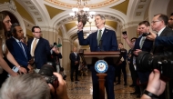 US Treasury Secretary Scott Bessent speaks to reporters after meeting with Senate Republicans at the US Capitol in Washington, DC, on June 24, 2025. (Photo by SAUL LOEB / AFP)
