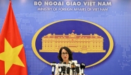 Photo used for representational purposes. Vietnam's Foreign Ministry spokeperson Pham Thu Hang answers reporters' questions during a press conference in Hanoi on July 3, 2025. Photo by Nhac NGUYEN / AFP.