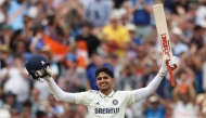 India’s captain Shubman Gill celebrates after reaching his century.