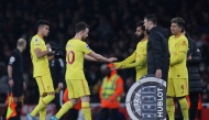 FILE PHOTO: Mohamed Salah comes on as a substitute to replace Diogo Jota. Action Images via Reuters/Paul Childs

