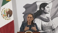 Mexico's President Claudia Sheinbaum speaks during her 'Mananera' daily press conference at Palacio Nacional in Mexico City on May 19, 2025. (Photo by Alfredo ESTRELLA / AFP)