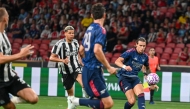 Arsenal's Riccardo Calafiori kicks the ball during the Singapore Festival of Football pre-season friendly match between Arsenal and Newcastle United at the National Stadium in Singapore on July 27, 2025. (Photo by Roslan RAHMAN / AFP)
