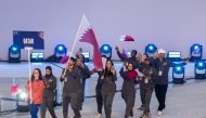 Qatar athletes march during the closing ceremony. 