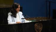 Canadian Foreign Ministe Anita Anand speaks at a conference on a two-state solution for Israel and the Palestinians at UN headquarters on July 28, 2025 in New York City. Photo by TIMOTHY A. CLARY / AFP