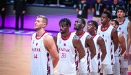 Qatar players line up before their opening FIBA Asia Cup match against Lebanon on Wednesday.