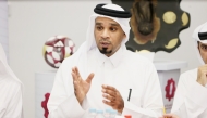 Director of Competitions at QSL Ahmed Salman Al Adsani speaks during the meeting.  