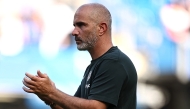 Chelsea's Italian head coach Enzo Maresca applauds the fans following the pre-season friendly football match between Chelsea and AC Milan at Stamford Bridge in London on August 10, 2025. (Photo by HENRY NICHOLLS / AFP)