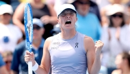 Iga Swiatek of Poland celebrates her win against Elena Rybakina of Kazakhstan during the semifinals of the Cincinnati Open at Lindner Family Tennis Center on August 17, 2025 in Mason, Ohio. (Photo by Matthew Stockman/Getty Images/AFP)