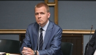 (Files) This file photo taken on July 9, 2024 shows member of Finnish parliament Eemeli Peltonen of Finland's Social Democratic Party attending a plenary session in Helsinki, Finland. (Photo by Mikko Stig / Lehtikuva / AFP) /