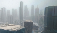Low visibility in West Bay due to dust and relatively high humidity levels. Photo by The Peninsula reader Joeneil Alivio
