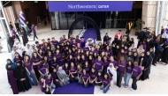 Northwestern Qatar Class of 2029 in a group photo.