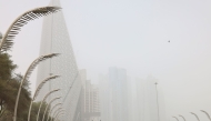 Movement of vehicles on the Doha Corniche street afternoon, as visibility is reduced. Picture by: Salim Matramkot سليم مترامكوت