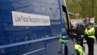 (Files) A van being used by the metropolitan police as part of their Facial Recognition operation is pictured in central London, on May 6, 2023. (Photo by Will Edwards/ AFP)
