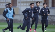 Qatar’s U-20 players during a training session in Abha.