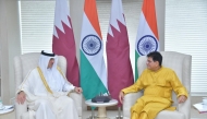 Minister of State for Foreign Trade Affairs, H E Dr. Ahmed bin Mohammed Al-Sayed, with India's Minister of Commerce and Industry, H E Piyush Goyal. 