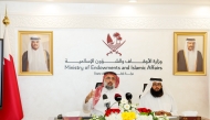 Director of the Department of Research and Islamic Studies Sheikh Dr. Ahmed bin Mohammed bin Ghanem Al Thani  addressing a press conference in Doha yesterday.