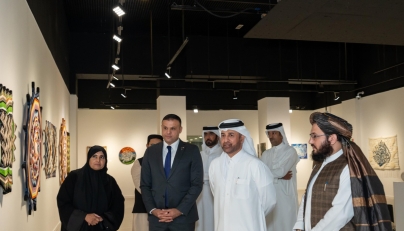 General Manager of Katara Prof. Dr. Khalid bin Ibrahim Al Sulaiti and other guests and officials at the inauguration of the exhibition. 