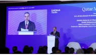 Minister of Finance H E Ali bin Ahmed Al Kuwari delivering opening remarks at the Asia Leaders Conference in Hong Kong.