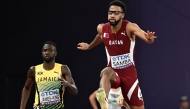 Qatar’s Abderrahman Samba competes in the men’s 400m hurdles heats.