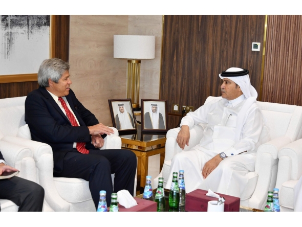 Ambassador of Peru to Qatar, H E Gonzalo Voto Bernales with QC Second Vice-Chairman, Rashid bin Hamad Al-Athba.