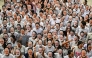 Students wear masks of India's Prime Minister Narendra Modi to celebrate his 75th birthday, in Chandigarh on September 17, 2025. (Photo by AFP)
