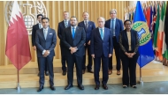 Minister of State at the Ministry of Foreign Affairs H E Dr. Mohammed bin Abdulaziz Al Khulaifi with Director-General of the Organization for the Prohibition of Chemical Weapons (OPCW) H E Fernando Arias (second right) and other officials during the meeting.