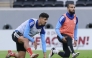 Al Shamal’s Baghdad Bounedjah (left) and Naim Sliti attend team’s training session.  