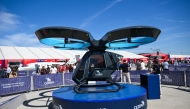A flying car is displayed at the technology event TEKNOFEST in Istanbul, Turkiye, Sept. 17, 2025. (Xinhua/Liu Lei)

