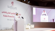 Undersecretary of Ministry of Commerce and Industry, H E Mohammed bin Hassan Al-Malki delivering the opening speech at the forum, yesterday.