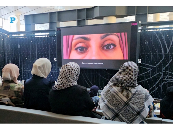 Screening of Mo’men Ghanim’s film 'Gaza’s Patient Heart' at the Qatar National Library recently. Pic: Marivie Alabanza / The Peninsula 