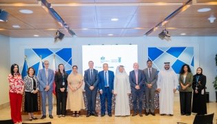 UDST President Dr. Salem Al-Naemi with other university officials and representatives of UK-based companies during the signing of the contract.