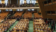 People walk out of Israeli Prime Minister Benjamin Netanyahu speech at the 80th session of the United Nations General Assembly (UNGA) on September 26, 2025 in New York City. Alexi J. Rosenfeld/Getty Images/AFP 