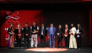 Officials with speakers during the event.