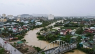 An aerial photo shows a general view after typhoon Bualoi's passage in Nghe An province on September 29, 2025. (Photo by Thai An / AFP)